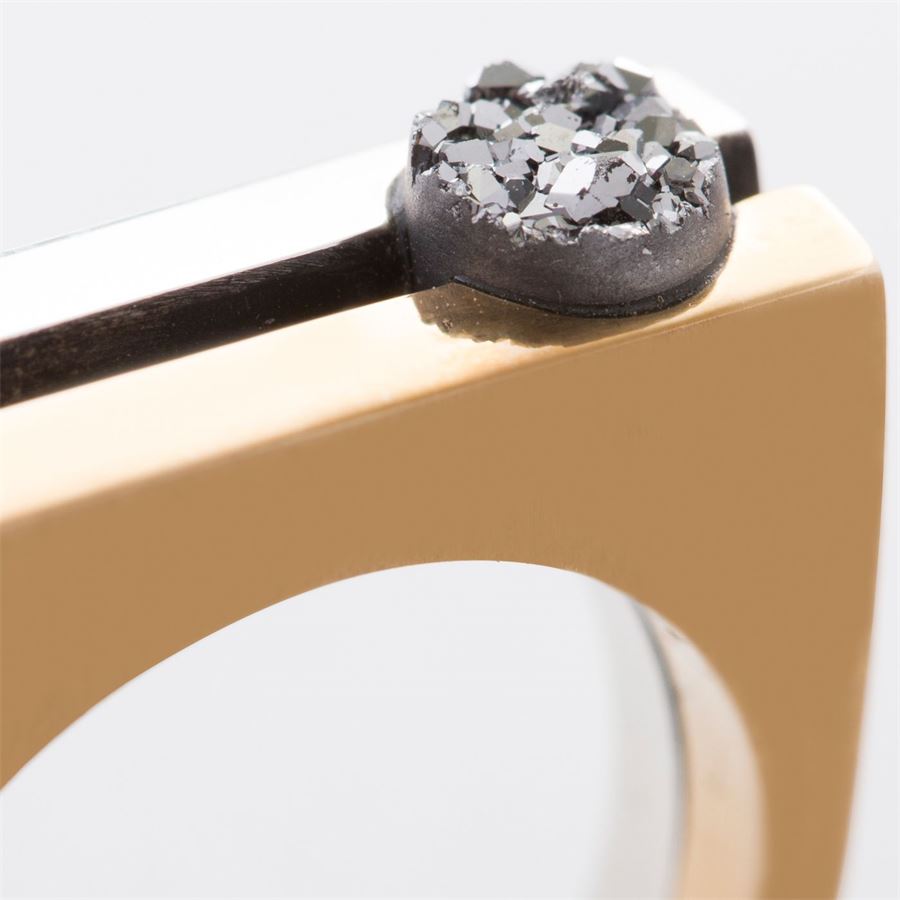 'Congiunzioni' double ring with drusa CONGIUNZIONI | AN2 CON Q DRUSAAGBR